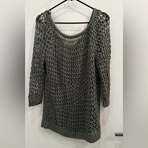 Theory Green Crew Neck Sweater with Relaxed Fit and Long Sleeves